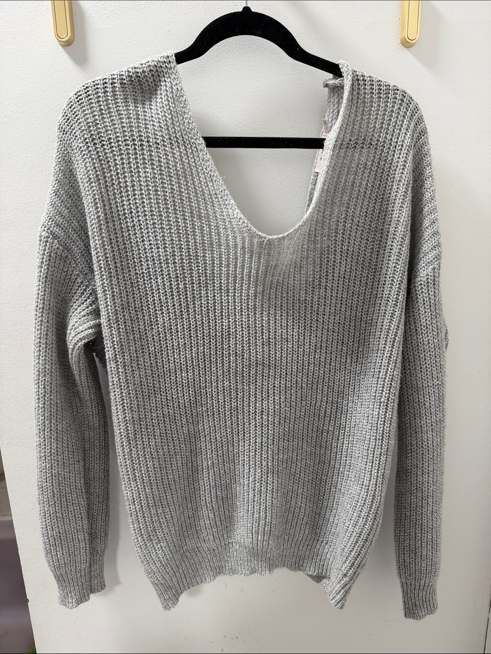 Light Gray V-Neck Women's Sweater